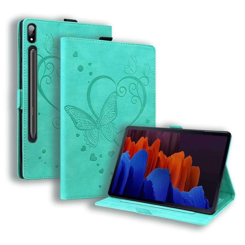 For Samsung Tab S7+ T970 T976B Love Butterfly Pattern Horizontal Flip Leather Case with Holder(Gr...