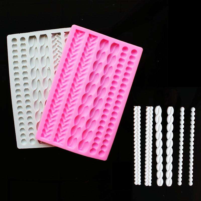 Pearl Twist Braided Fondant Cake Silicone Mold(Grey)