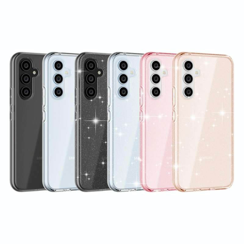 For Samsung Galaxy A54 5G EU Shockproof Terminator Style Glitter Powder Phone Case(Transparent Bl...