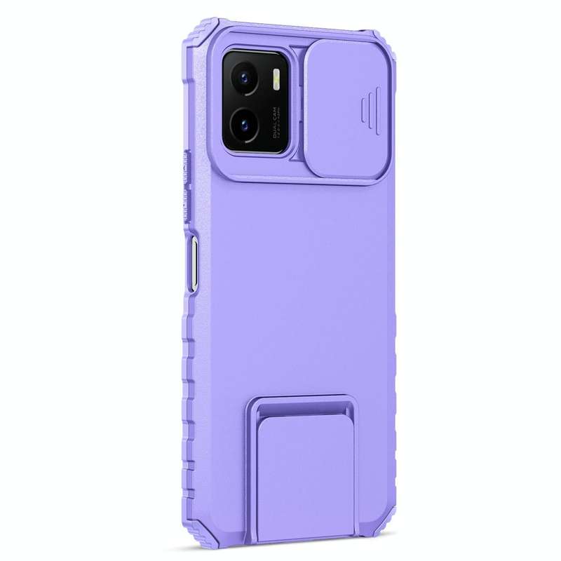For vivo Y15s / Y15a Stereoscopic Holder Sliding Camshield Phone Case(Purple)