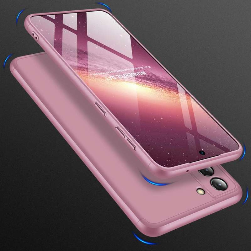 For Samsung Galaxy S21 FE GKK Three Stage Splicing Full Coverage PC Case(Rose Gold)