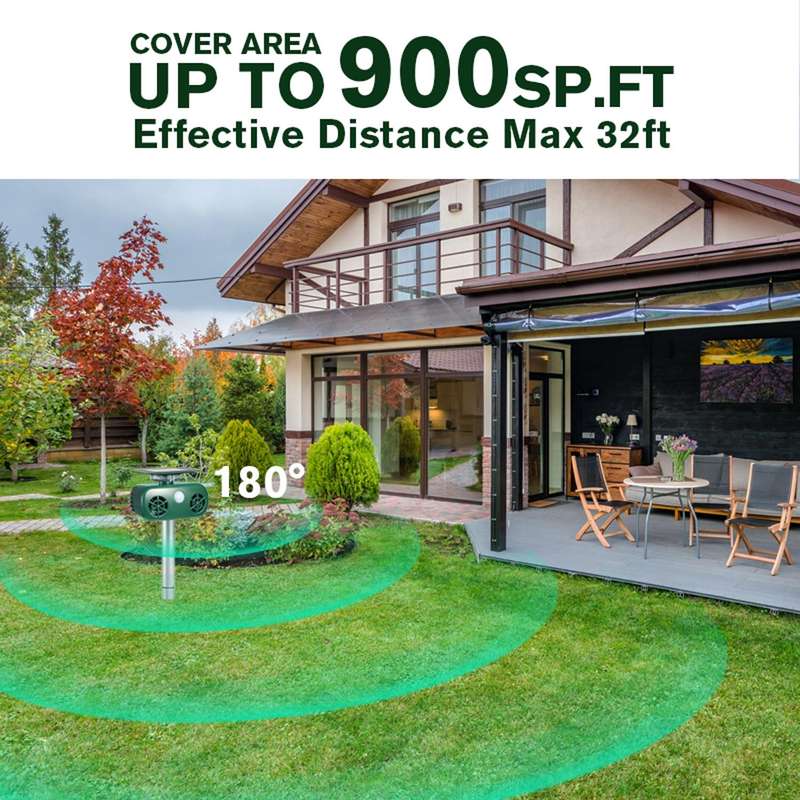 SK628 Solar Powered Animal Repeller 360 Degree Strobe Light Bird Repeller Ultrasonic Rat Repeller...