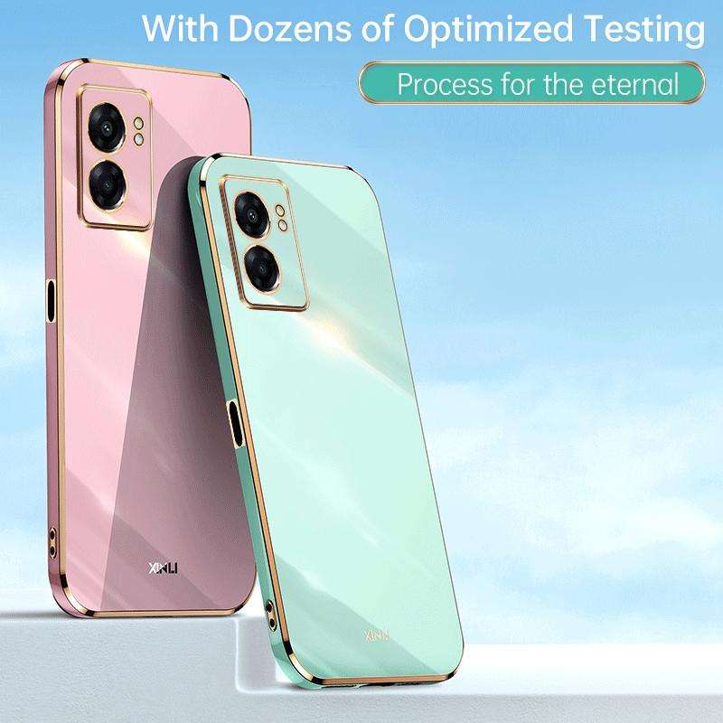 For OPPO A57 XINLI Straight 6D Plating Gold Edge TPU Phone Case(Celestial Blue)