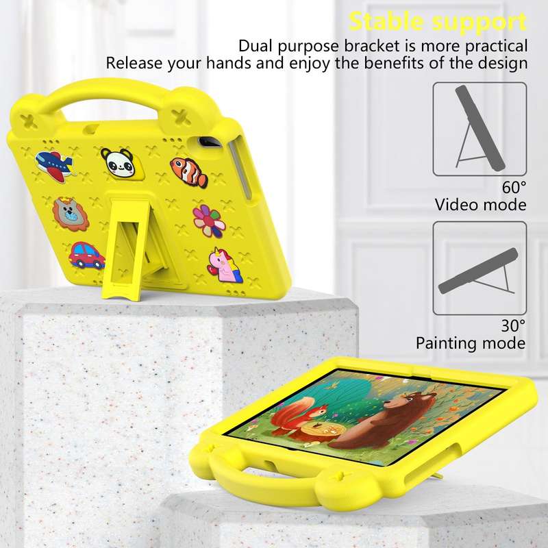 For Huawei MediaPad T5 10.1 Handle Kickstand Children EVA Shockproof Tablet Case(Yellow)