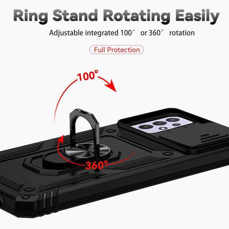 For Samsung Galaxy A23 5G Sliding Camshield Holder Phone Case(Black)