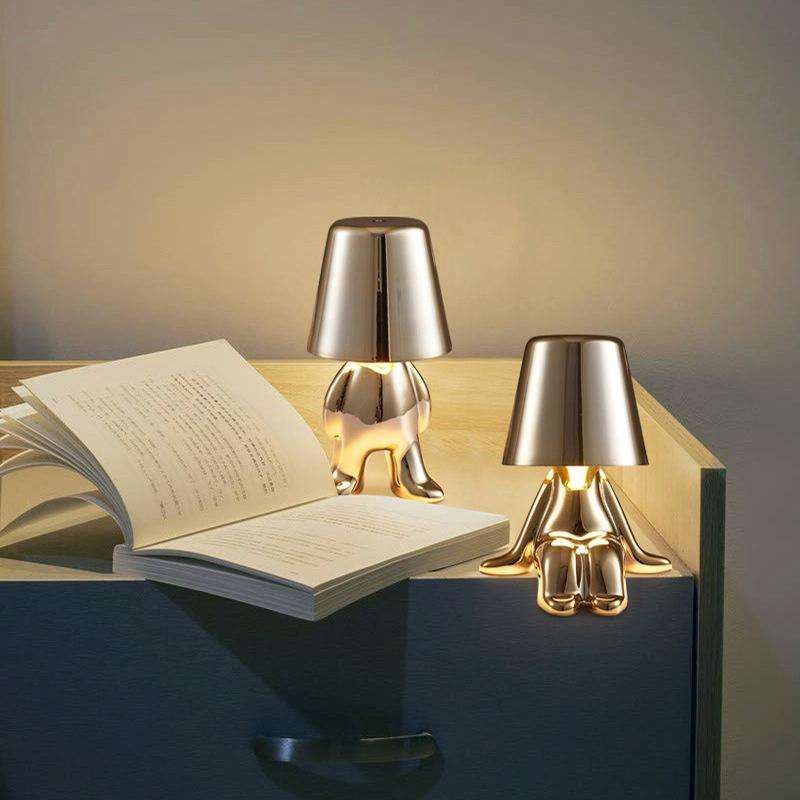 Cute Doll Shape Touch Adjustable Desk Lamp Mini Bedroom Rechargeable Night Light, Spec: 8047(Gold)