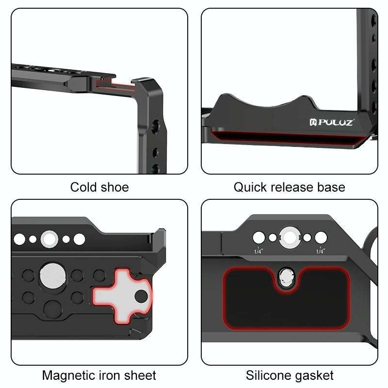 For Sony ZV-E1 PULUZ Aluminum Alloy Camera Cage Stabilizer (Black)