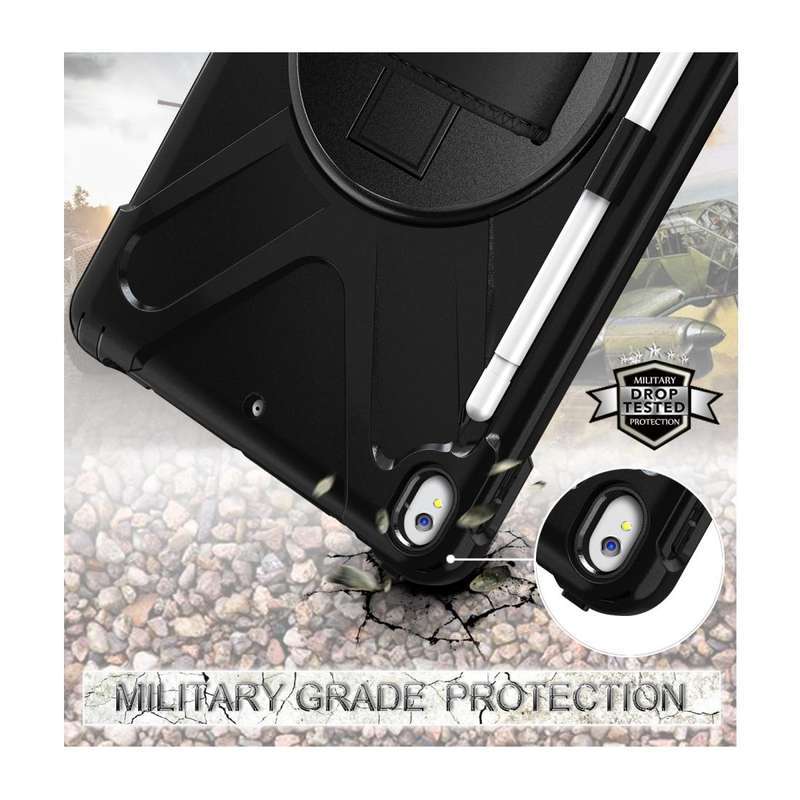 For iPad Pro 10.5 360 Degree Rotation Silicone Protective Cover with Holder & Hand Strap & Long S...