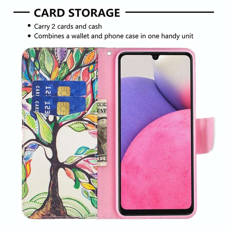 For Samsung Galaxy A33 5G Colored Drawing Pattern Leather Phone Case(Life Tree)