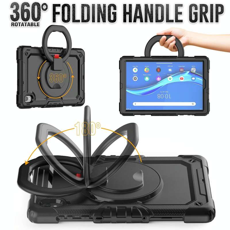 For Lenovo M10 Plus X606F Silicone + PC Holder Tablet Case(Black)