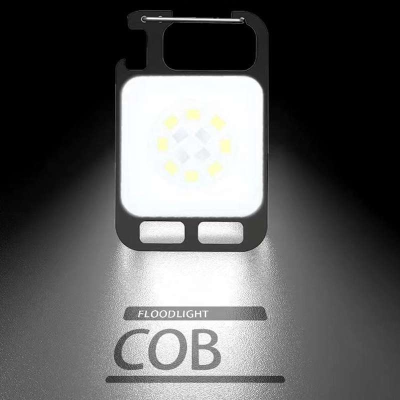 Key Chain Light Magnetic Suction Work Light Rechargeable Flashlight For Outdoor Camping(White)