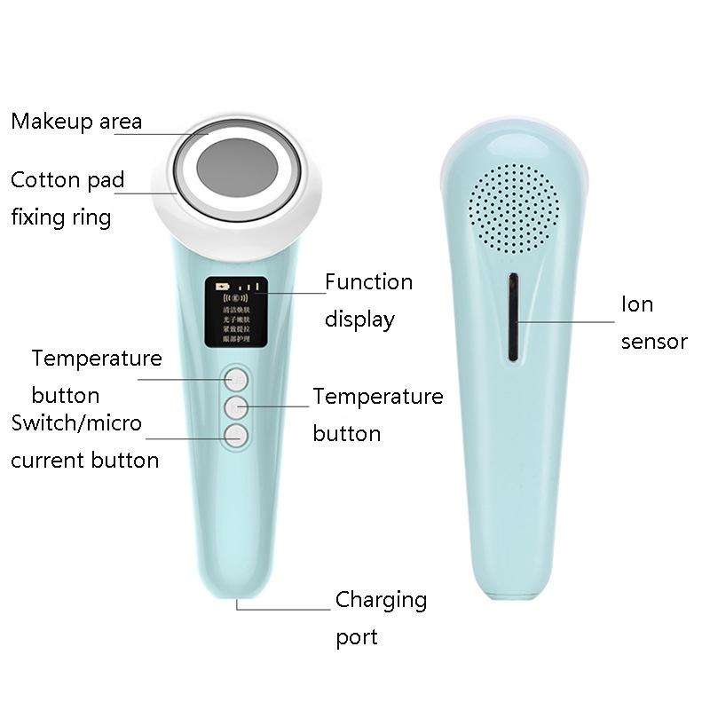 Facial Ultrasonic Iontophoresis Micro-Current Color Light Skin Rejuvenation Device(Light Purple)