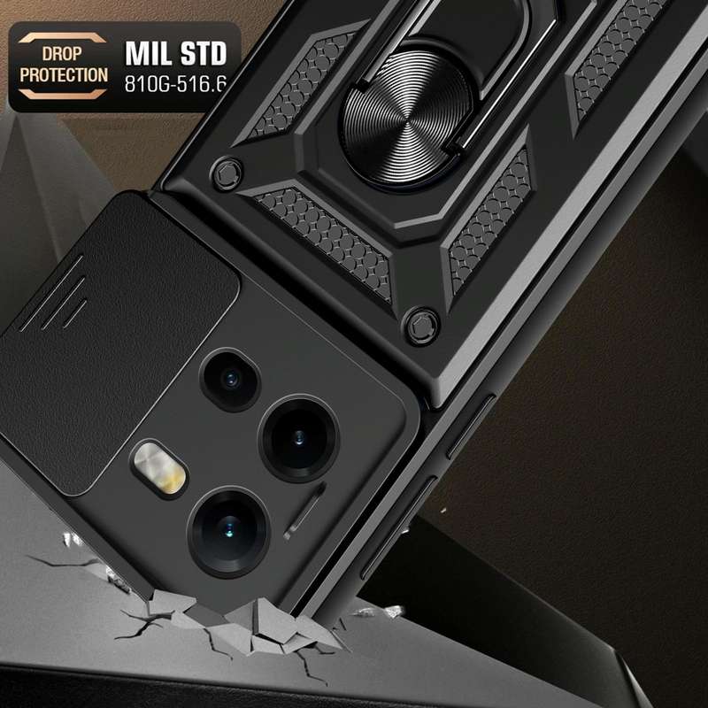 For vivo V25 5G/V25e 4G/X80 Lite 5G Sliding Camera Cover Design TPU+PC Phone Case(Gold)