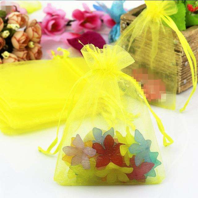 100 PCS Organza Gift Bags Jewelry Packaging Bag Wedding Party Decoration, Size: 7x9cm(D10 Yellow)