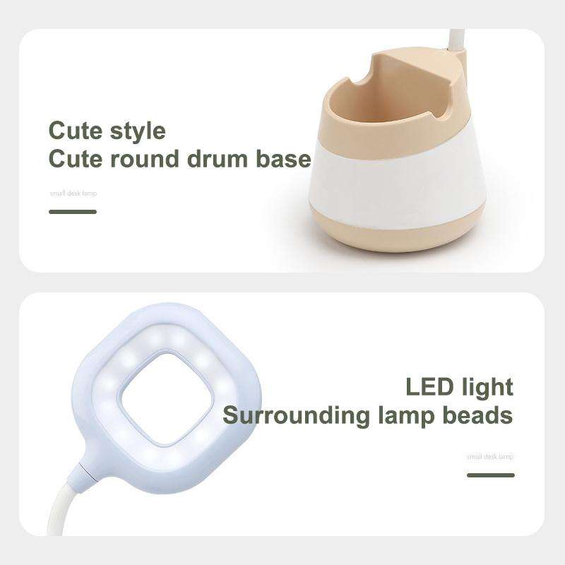 USB Charging LED Desk Light Eye Protection Lamp with Pen Holder and Phone Holder(CS276-3 Green)