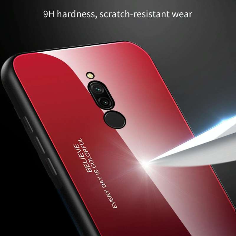 For Xiaomi Redmi 8 Gradient Color Glass Case(Blue)