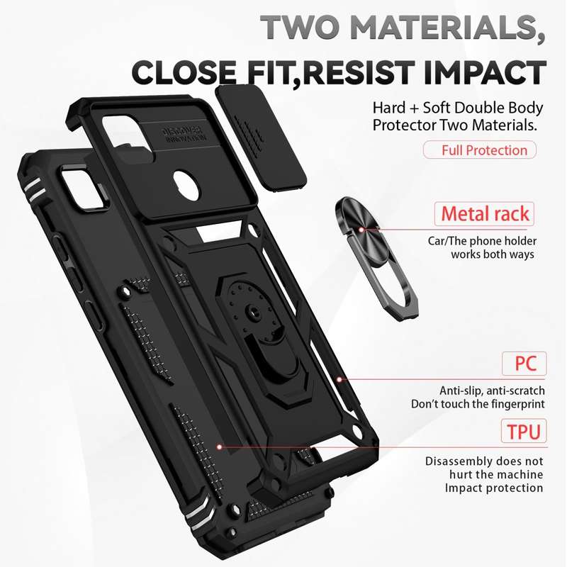 For Samsung Galaxy A03 Sliding Camshield Holder Phone Case(Black)
