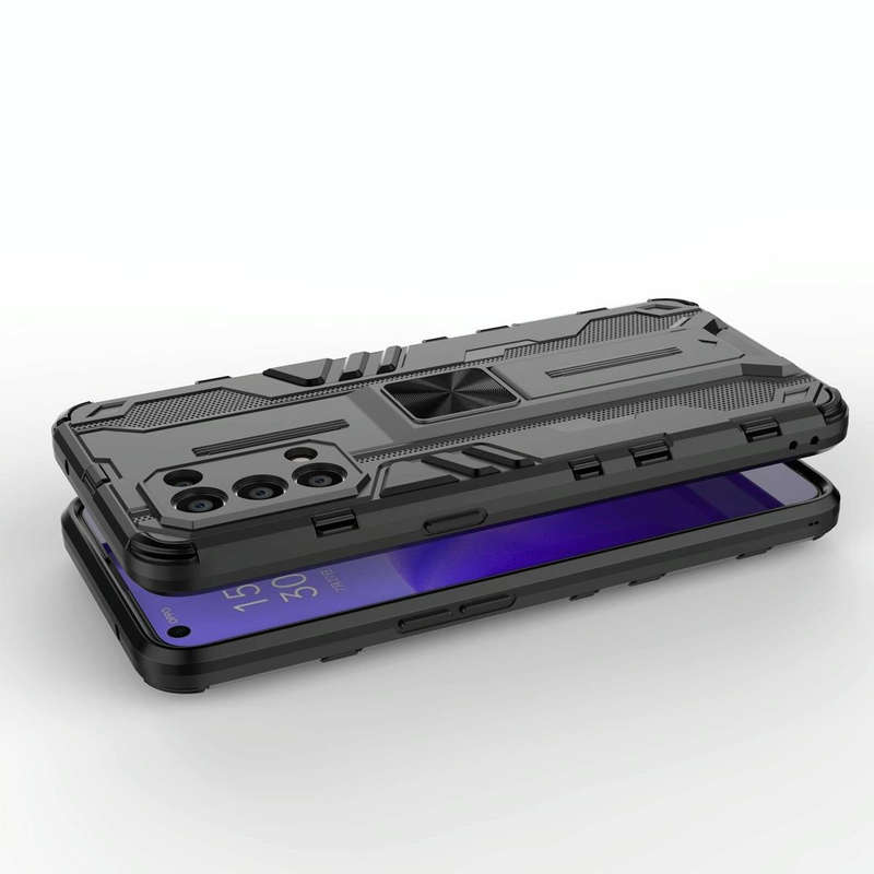 For OPPO Reno5 5G / 4G Supersonic PC + TPU Shock-proof Protective Case with Holder(Silver)