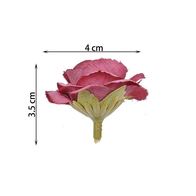 10 Sets 4cm Artificial Flower Silk Rose Flower Head for Wedding Party Home Decoration(Dark pink)