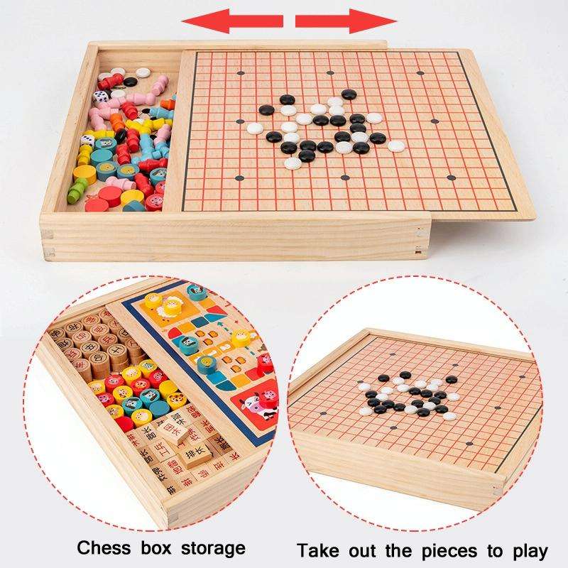 Children Wooden Multifunctional Parent-Child Interactive Puzzle Board Toy, Set Specification: 6 I...