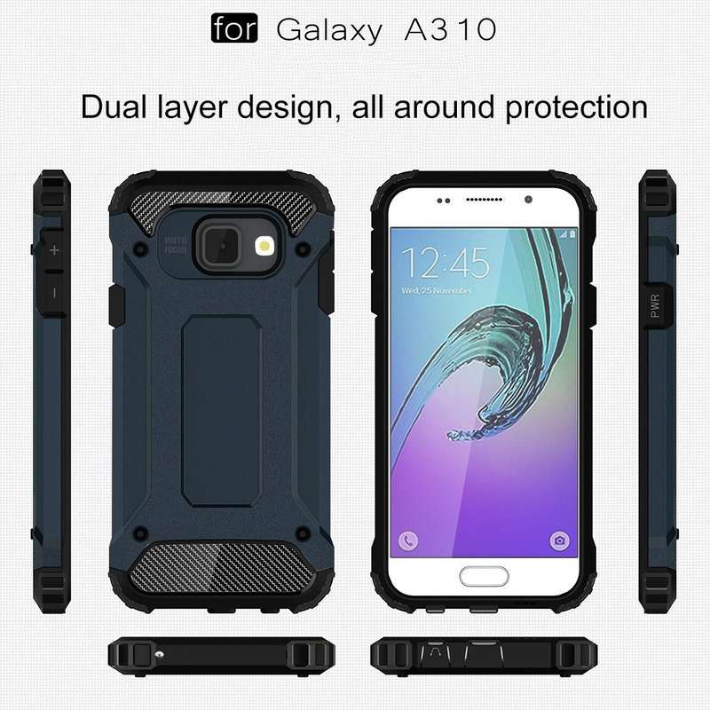 For Galaxy A3 (2016) / A310 Tough Armor TPU + PC Combination Case(Dark Blue)
