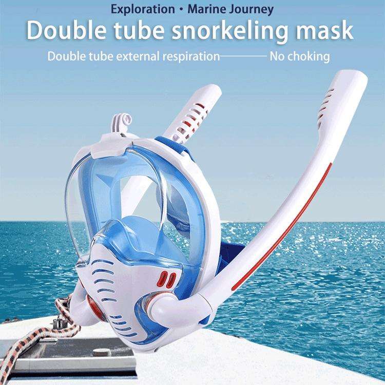 Snorkeling Mask Double Tube Silicone Full Dry Diving Mask Adult Swimming Mask Diving Goggles, Siz...