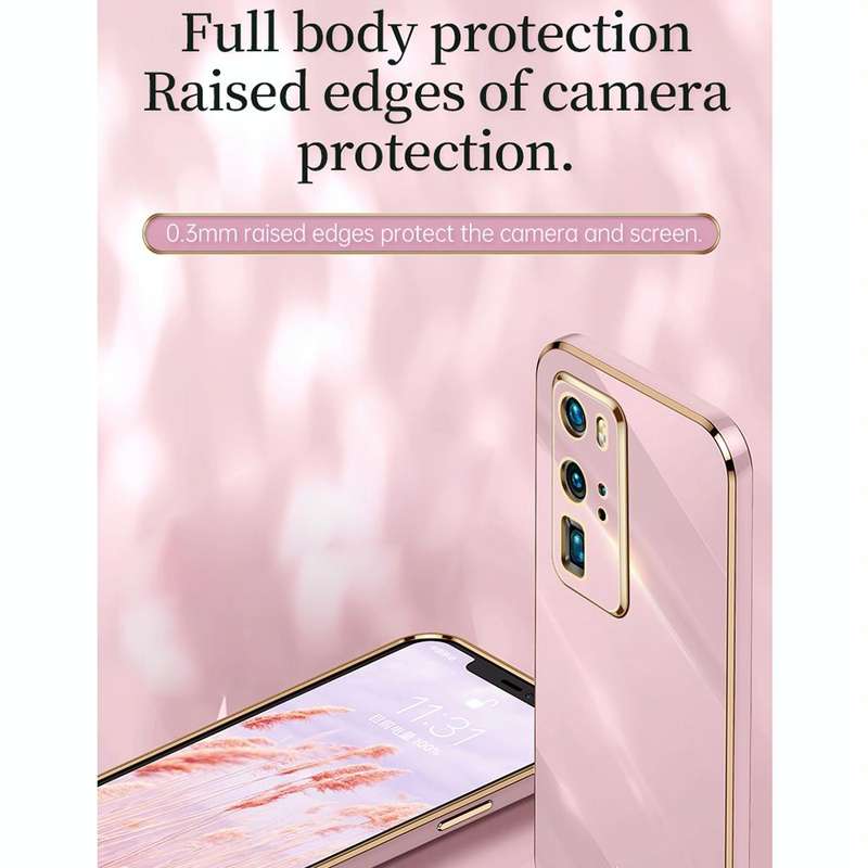 For Huawei P40 XINLI Straight 6D Plating Gold Edge TPU Shockproof Case(White)