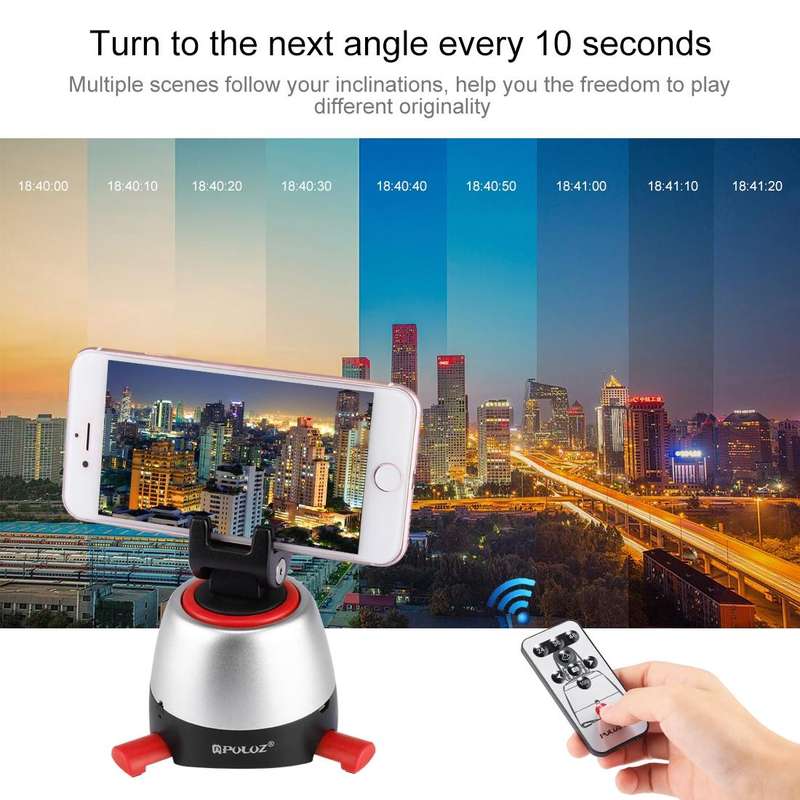 PULUZ Electronic 360 Degree Rotation Panoramic Head with Remote Controller for Smartphones, GoPro...
