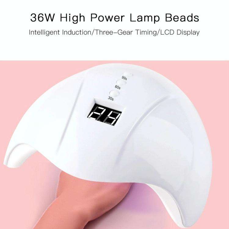 36W UV Led Lamp Nail Dryer 12 Leds for Nail Machine Curing 30s/60s/99s Timer USB Connector(Pink)