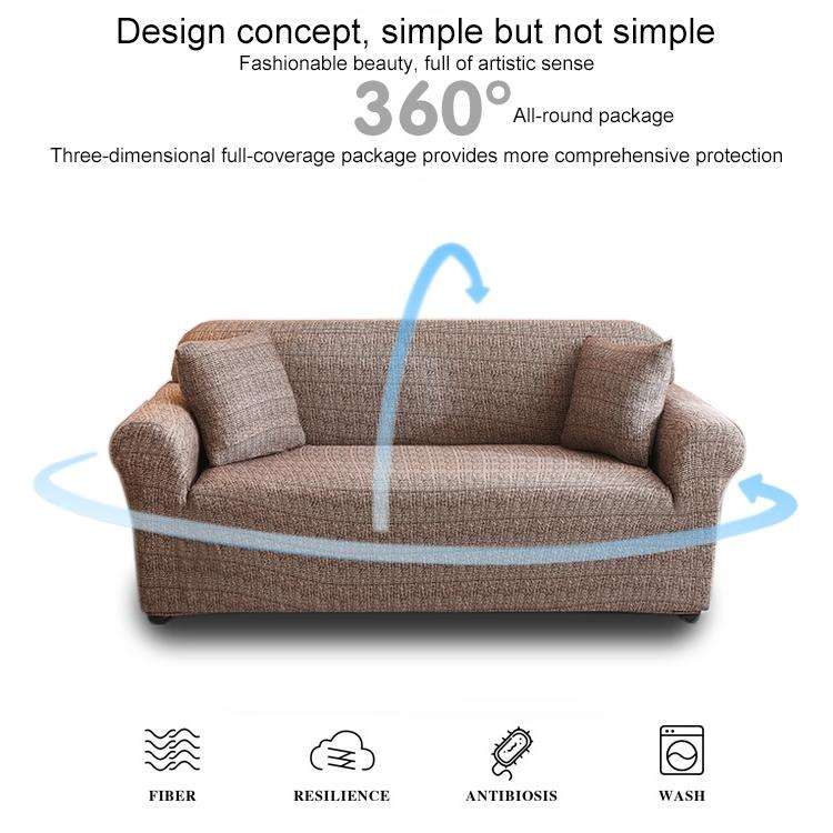 Double Seat Full Coverage Elastic Non-slip Sofa Cover(Fashion Bean Paste)