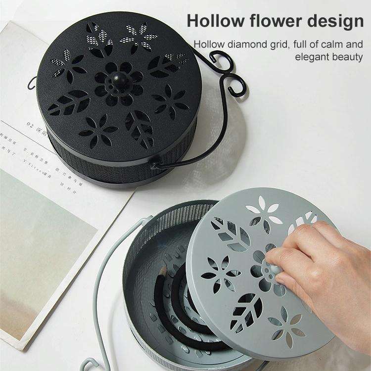Outdoor Portable Multifunctional Hollow Fireproof Mosquito Coil Box with Lid(Bronze)