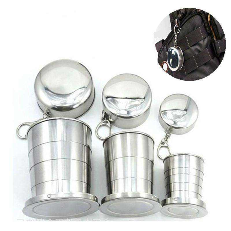 Stainless Steel Camping Folding Cup Traveling Outdoor Camping Hiking Mug Portable Collapsible Cup...