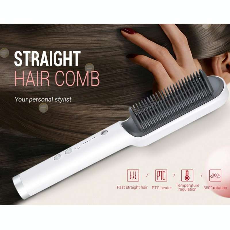 K-SKIN KD380 Hair Straightener Electric Straight Hair Curler Comb Brush PTC Heating Ceramic Strai...