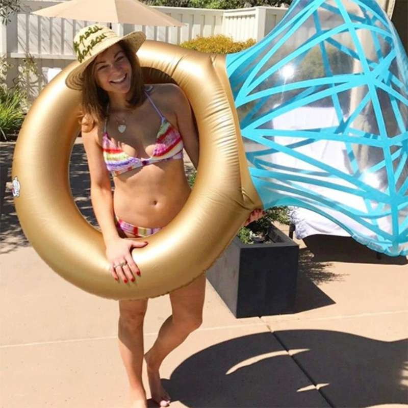 Water Fun Inflatable Diamond Ring Shaped Pool Lounge Swimming Ring Floating Raft Floats, Size: 14...