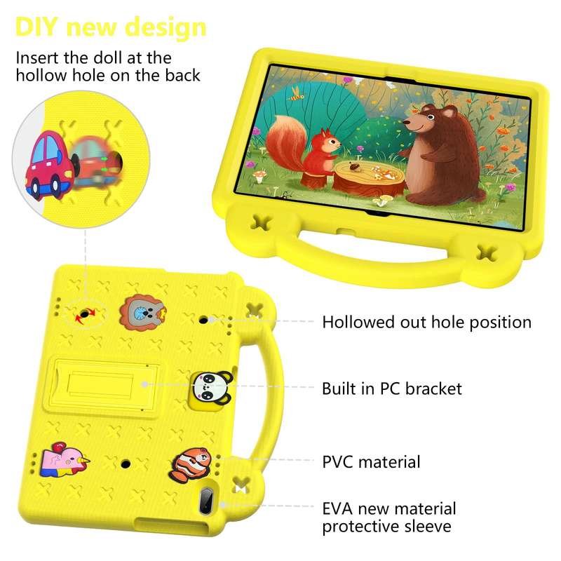For Huawei MediaPad T5 10.1 Handle Kickstand Children EVA Shockproof Tablet Case(Yellow)