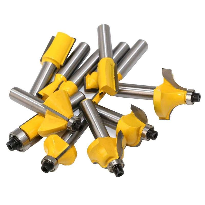 12 PCS / Set Woodworking Engraving Machine Trimmer Cutting Tool, Model: 8 Handles Without Wooden Box