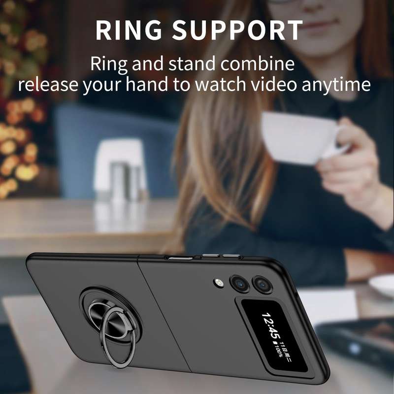 For Samsung Galaxy Z Flip4 Armor Ring Holder Phone Case(Black)