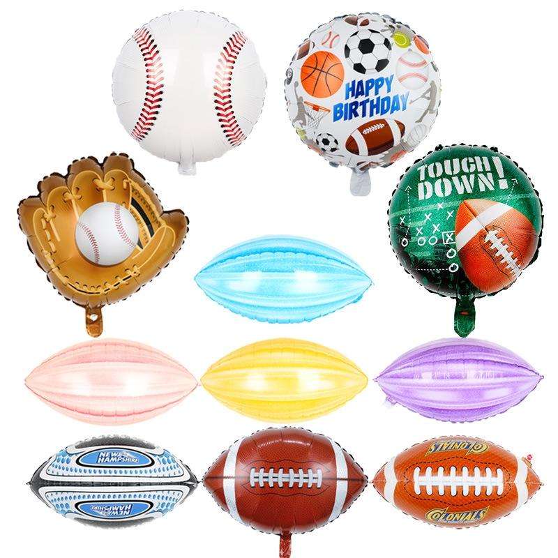 8 PCS Ball Team Game Sports Themed Party Decoration Balloons,Style: Agate Yellow Rugby