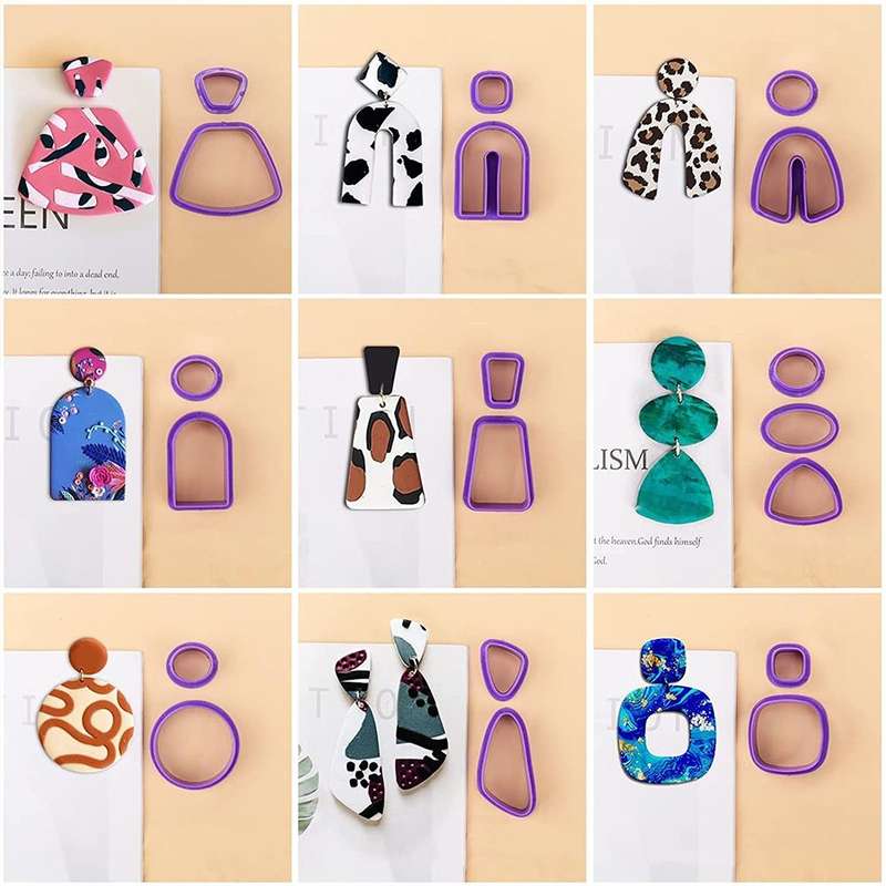 18 In 1 Soft Clay Earring Molds DIY Handmade Clay Cutter Clay Earrings Making Molds(Pink)