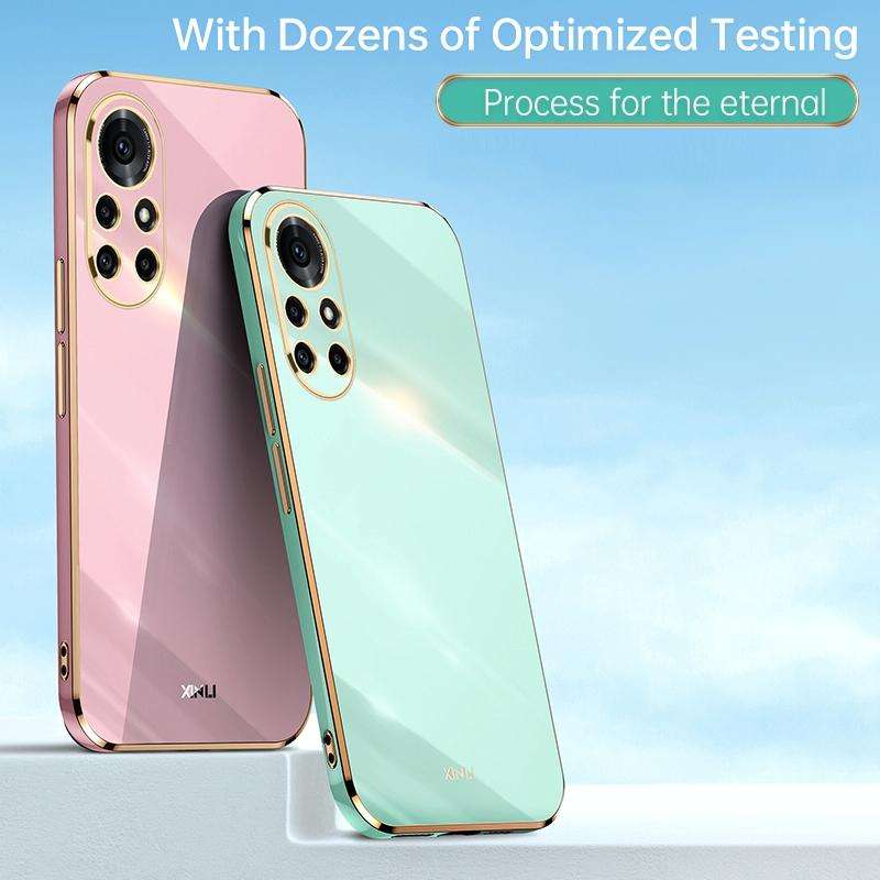 For Huawei nova 8 Pro 5G XINLI Straight 6D Plating Gold Edge TPU Shockproof Case(Celestial Blue)