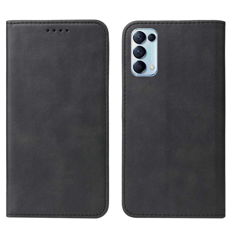 For OPPO Reno5 5G Magnetic Closure Leather Phone Case(Black)