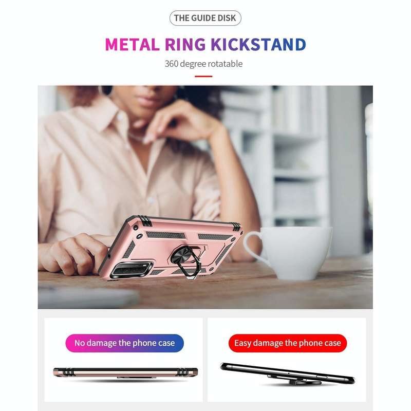 For Huawei P Smart 2021 Shockproof TPU + PC Protective Case with 360 Degree Rotating Holder(Rose ...