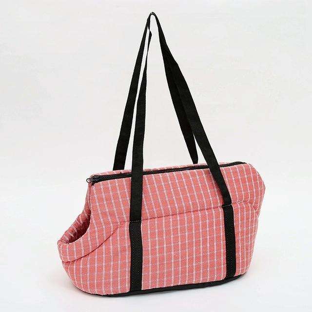 Outside Travel Puppy Dogs Breathable Carrying Plaid Shoulder Bags for Pet Dogs Cats, Size:S (Pink)