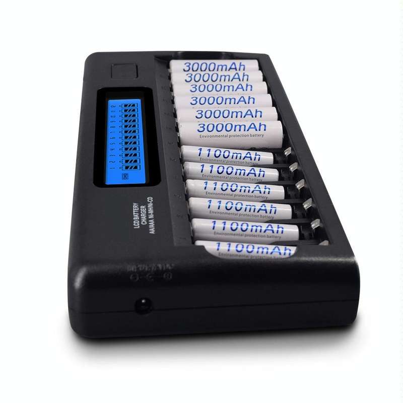 100-240V 12 Slot Battery Charger for AA / AAA / NI-MH / NI-CD Battery, with LCD Display, US Plug