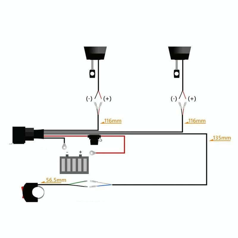 24V 2 in 1 Car / Motorcycle LED Spotlight Headlight Flashing Wiring Harness Cable