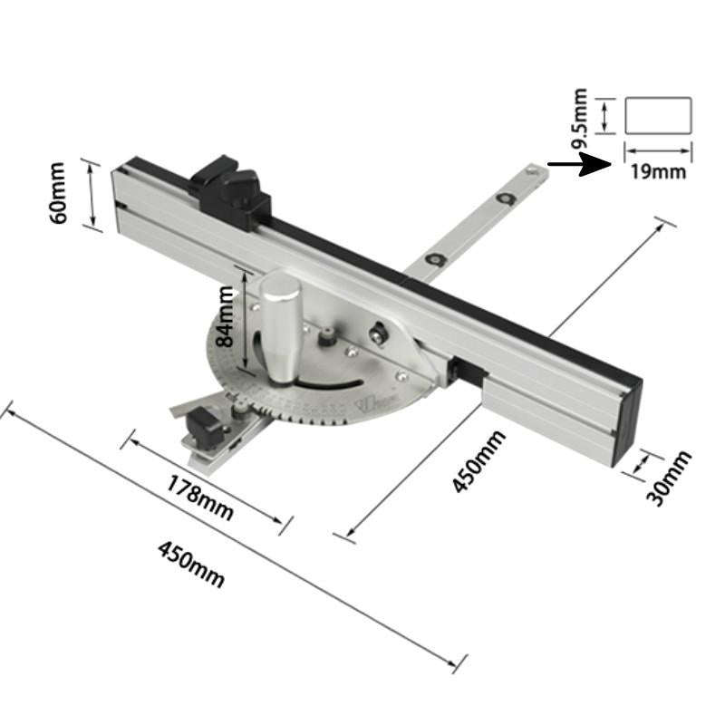 Woodworking Pusher Slide Ruler Woodworking Table Saw Measuring Tool, Style:Aluminum Handle + Tenon