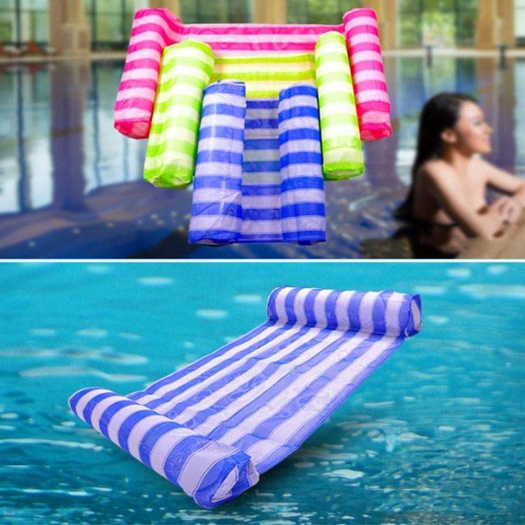 Leisure Water Floating Bed Hammock Inflatable Floating Row Entertainment Lounge Chair(Pink And Wh...