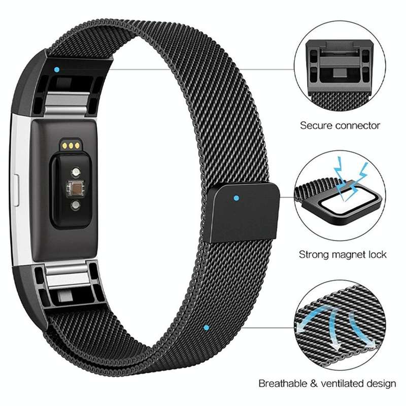 Smart Watch Stainless Steel Watch Band for FITBIT Charge 2, Size: L(Silver)