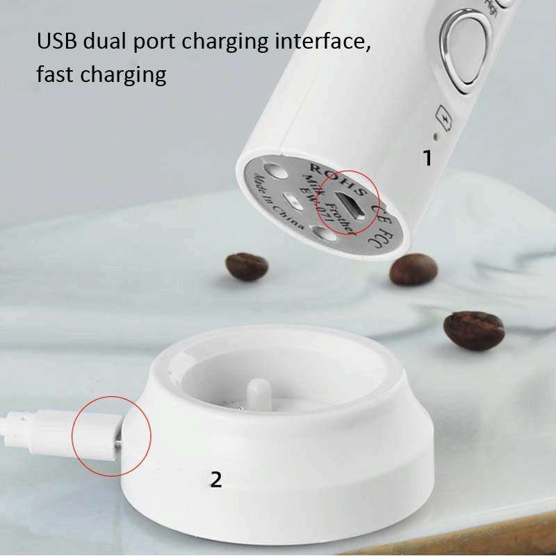 Whisk Household Electric Baking Mini Wireless Hand-Held Charging Stirrer Milk Frother(White)