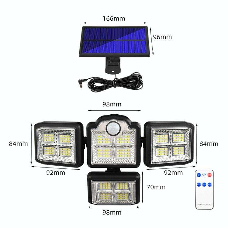 TG-TY085 Solar 4-Head Rotatable Wall Light with Remote Control Body Sensing Outdoor Waterproof Ga...